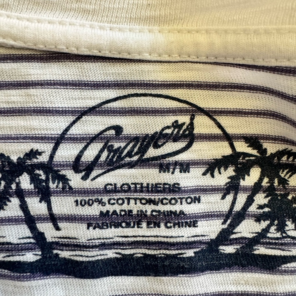 Grayers Men’s Purple and White Striped T-Shirt - Picture 2 of 4